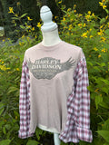 Harley-Davidson Plaid Sleeve Reworked Top