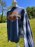 Harley-Davidson Plaid Sleeve Rework Sweatshirt