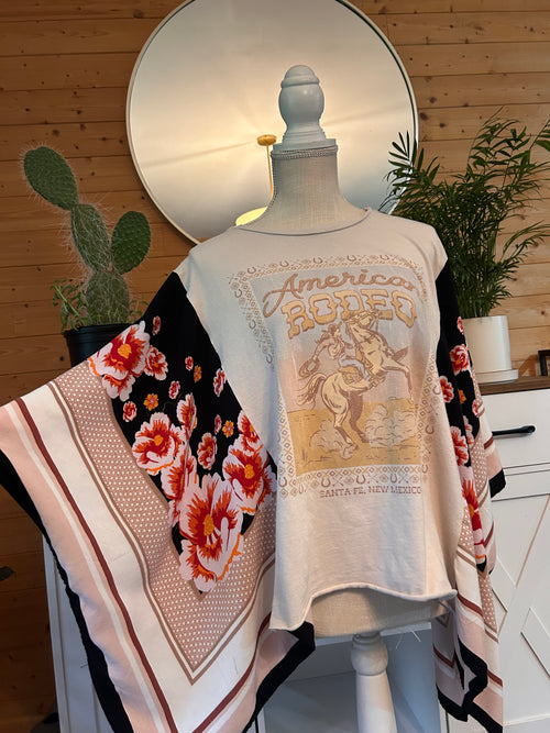 American Rodeo Floral Sleeve Top