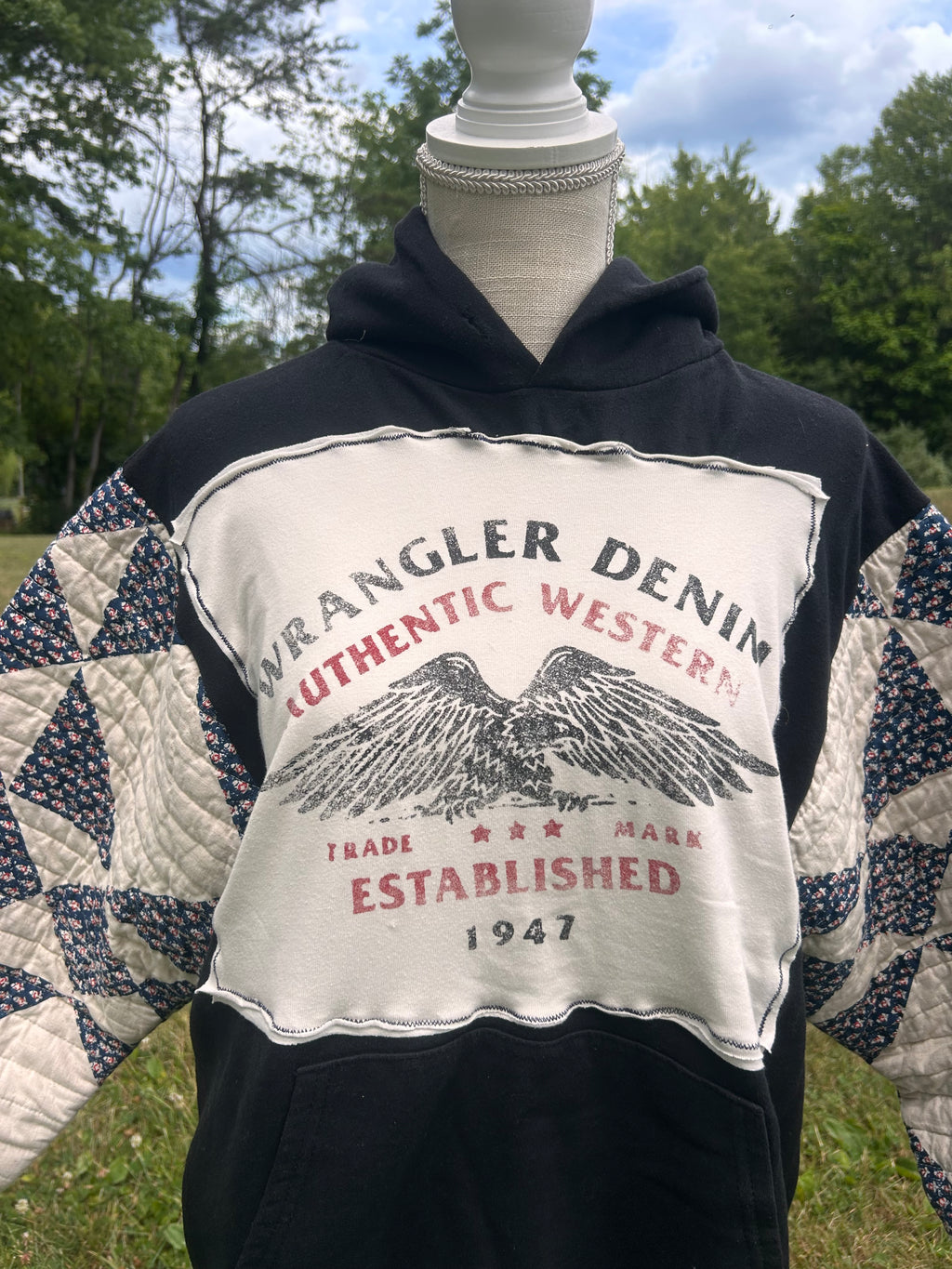 Wrangler Reworked Quilt-Sleeve Hoodie
